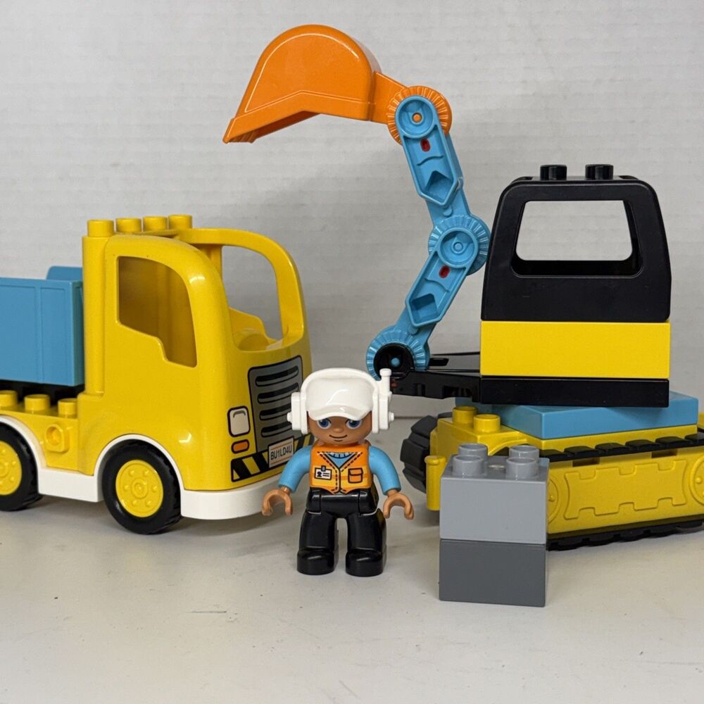 LEGO DUPLO 10931 Dump Truck & Tracked Excavator Construction Toy Worker Inc.